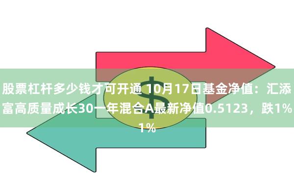 股票杠杆多少钱才可开通 10月17日基金净值：汇添富高质量成长30一年混合A最新净值0.5123，跌1%